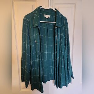 Dark Green Plaid Button Up Shirt
